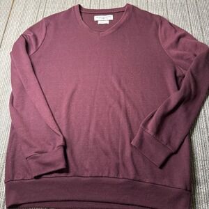 Mizzen + Main Men's X-Large Trim Fit V-neck Sweater Maroon Long Sleeve